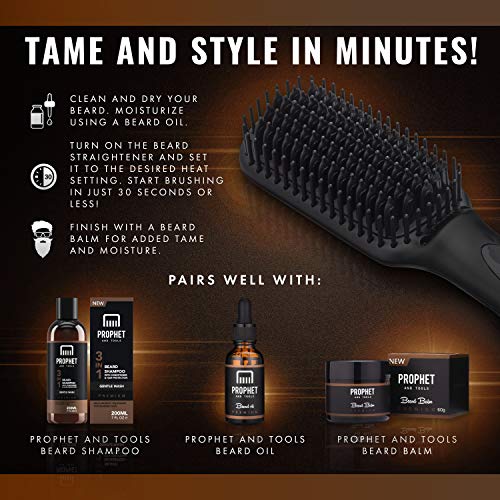Prophet & Tools Beard Straightener for Men - Electric Heated Beard Comb to Ta...