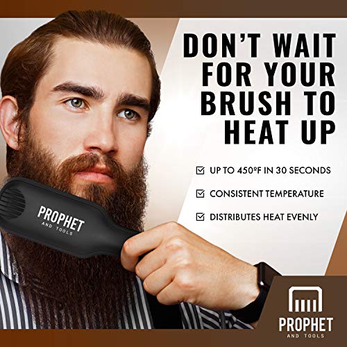 Prophet & Tools Beard Straightener for Men - Electric Heated Beard Comb to Ta...