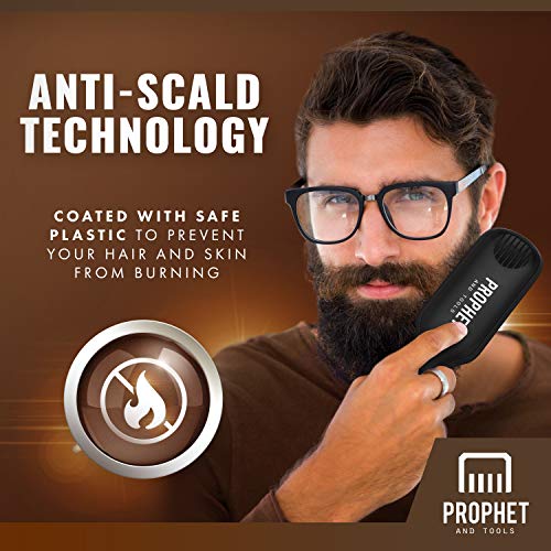 Prophet & Tools Beard Straightener for Men - Electric Heated Beard Comb to Ta...