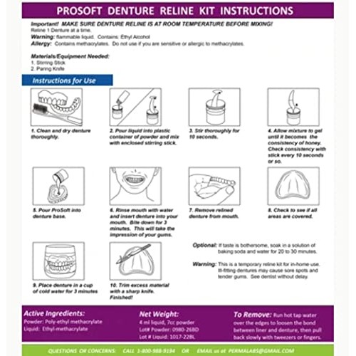 6 Denture Reline Kits Denture Reline- ProSoft Reliner-liner For loose Dentures