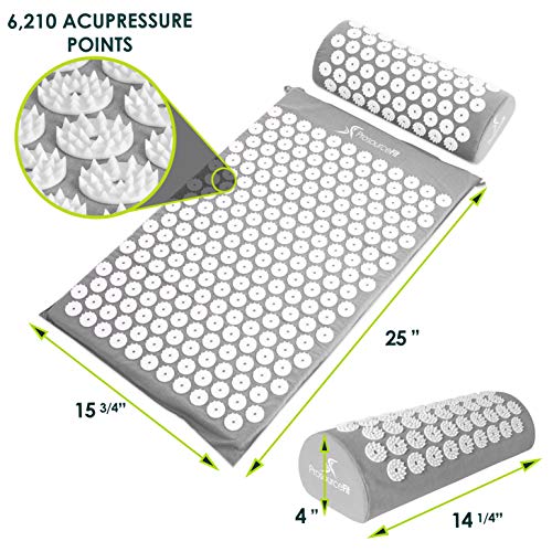 ProsourceFit Ki Acupressure Mat and Pillow Set with 100% Natural Linen for Ba...