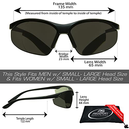proSPORT Full Lens Reading Sunglass Reader Safety +1.50 Smoke Lens Sport Wrap...