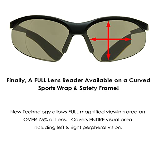 proSPORT Full Lens Reading Sunglass Reader Safety +1.50 Smoke Lens Sport Wrap...
