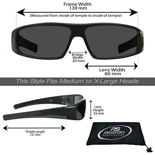 proSPORT Full Lens Reading Sunglasses Large Black +1.25 Not Bifocal Dark Tint...