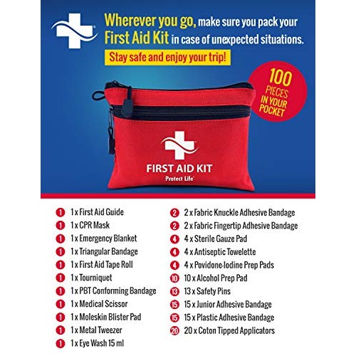 First Aid Kit - 100 Piece - Small First Aid Kit for Camping, Hiking, Backpack...
