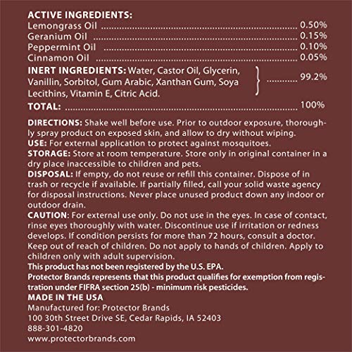 Protector Mosquito and Insect Repellent Spray – 4 oz (2 pk) Deet-Free - Deter...