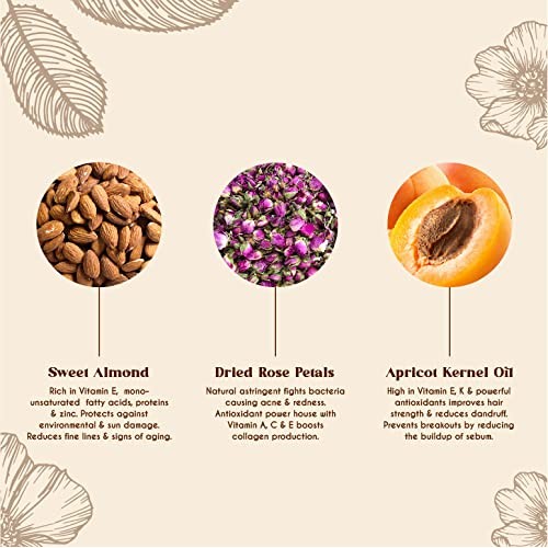 Rose Multi-Use Oil for Face, Body and Hair - Organic Blend of Apricot, Vitami...