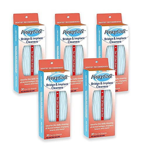 Proxysoft Dental Floss for Bridges and Implants 5 Packs - Floss Threaders for...