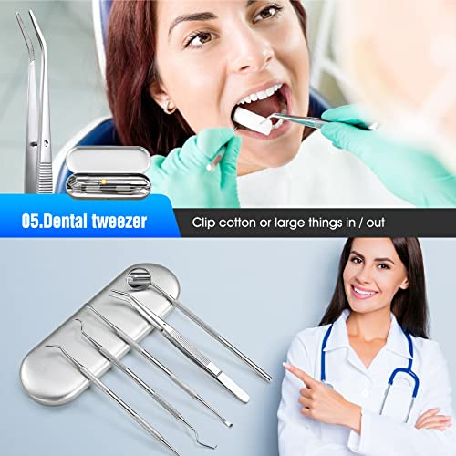 Dental Tools, 5 Pcs Professional Dentist Picks for Teeth Cleaning, Stainless ...
