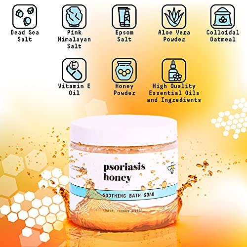 Psoriasis Honey Soothing Bath Salts Soak with Dead Sea Salt and Epsom Salt, G...