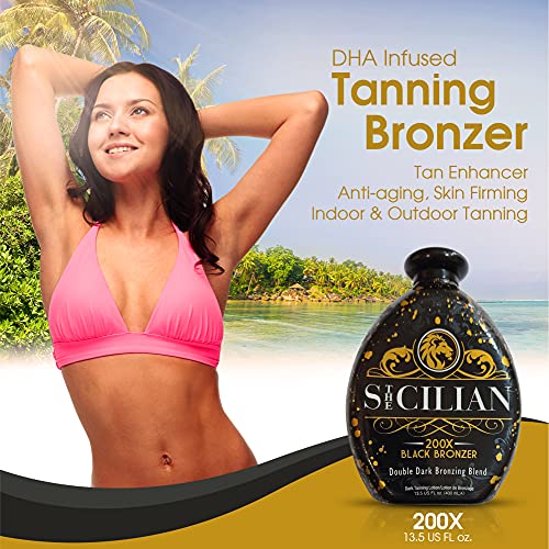 The Sicilian 200X Dark Black Bronzer Tanning Lotion – BEST Tanning Lotion For...