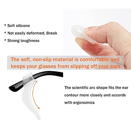 Soft Silicone Eyeglass Ear Hooks, PTSLKHN 10 Pairs Non-Slip Eyeglasses Ear Gr...