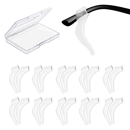 Soft Silicone Eyeglass Ear Hooks, PTSLKHN 10 Pairs Non-Slip Eyeglasses Ear Gr...
