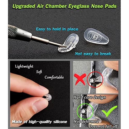 Soft Silicone Eyeglass Nose Pads, PTSLKHN Upgraded Air Chamber Eyeglasses Nos...