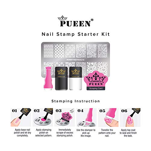 PUEEN Nail Art Stamping Starter Kit - Unique DIY Nailart Stamping Polish Stam...