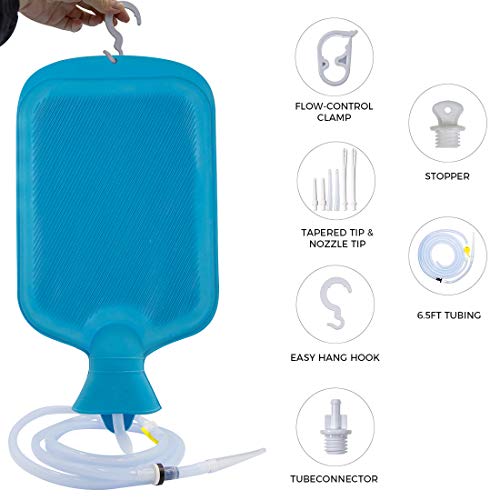 Enema Bag 2L Home Enema Kit with 6.5ft Long Silicone Hose, 7 Enema Tips, Cont...