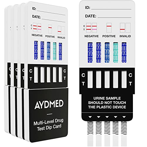 5 x Aidteq Professional 5 Level Sensitivity Marijuana Rapid Drug Test Dip Car...