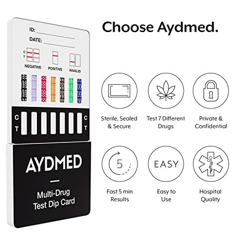 Aidteq Professional Rapid Multi-Drug Test Dip Cards | 5 Pack | Urine Drug Tes...