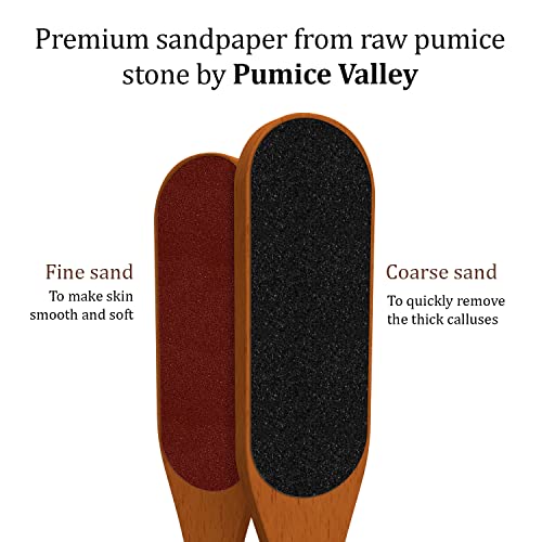 Long Handle Foot File for Dead Skin - Double-Sided Natural Wooden Foot Scrape...