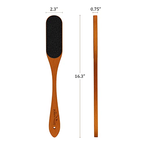 Long Handle Foot File for Dead Skin - Double-Sided Natural Wooden Foot Scrape...