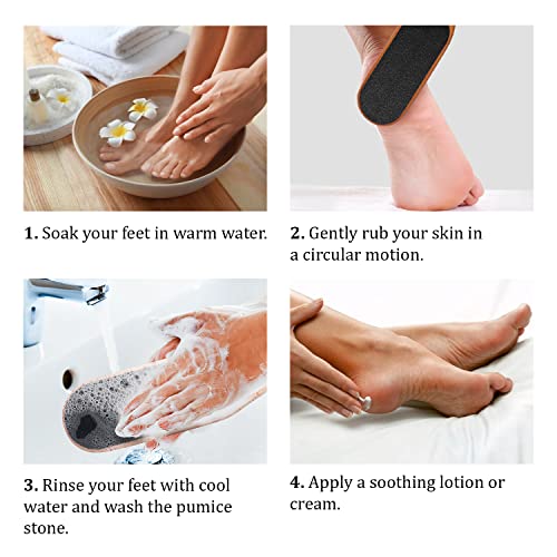 Long Handle Foot File for Dead Skin - Double-Sided Natural Wooden Foot Scrape...
