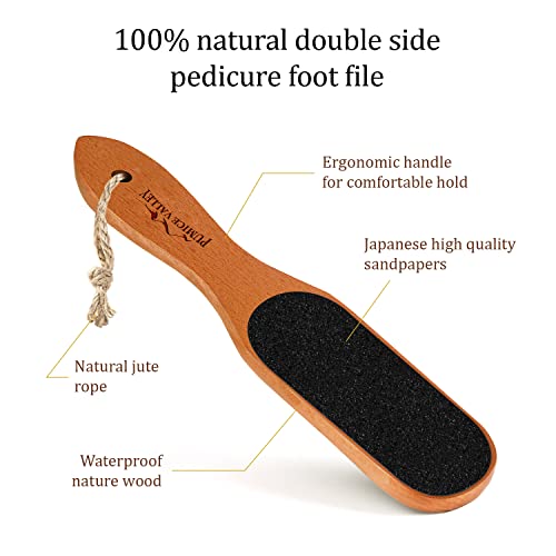 Pumice Stone Foot File - Wooden Pedicure Feet Scrubber with Handle for Callus...