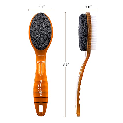 Pumice Stone for Feet & Foot Brush with Handle 2-in-1 Pedicure Scrubber for S...