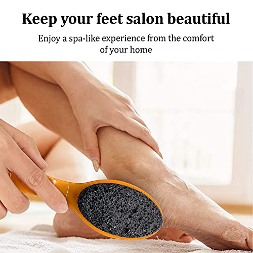 Pumice Stone for Feet & Foot Brush with Handle 2-in-1 Pedicure Scrubber for S...