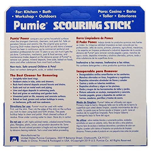 U.S. Pumice Pumie Scouring Stick, Heavy Duty Extra Strong Pumice Cleaning Bar...