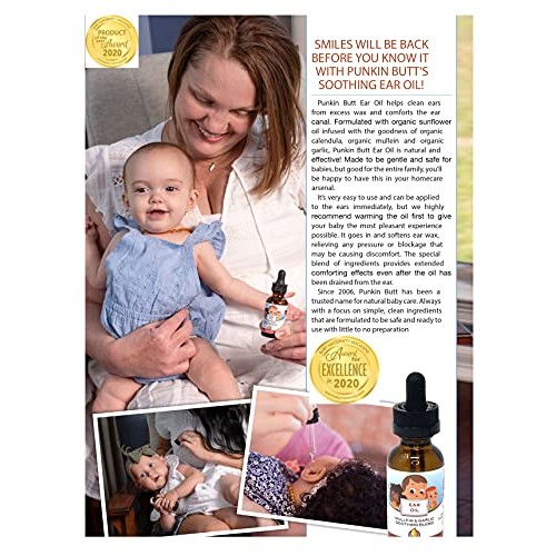 Punkin Butt Baby Ear Oil for Discomfort Relief | Organic Garlic, Mullein, Cal...