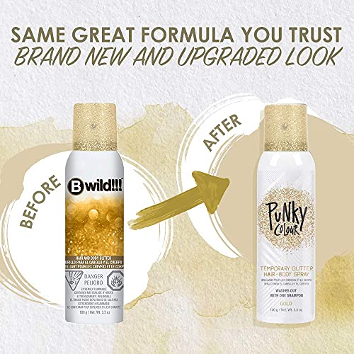 Punky Temporary Hair and Body Glitter Color Spray, Travel Spray, Lightweight,...