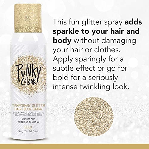 Punky Temporary Hair and Body Glitter Color Spray, Travel Spray, Lightweight,...