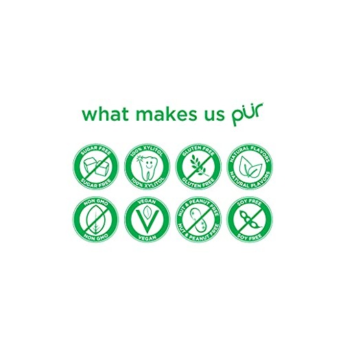 PUR 100% Xylitol Chewing Gum, Sugarless Spearmint, Sugar Free + Aspartame Fre...