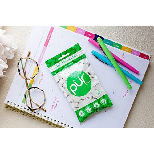 PUR 100% Xylitol Chewing Gum, Sugarless Spearmint, Sugar Free + Aspartame Fre...