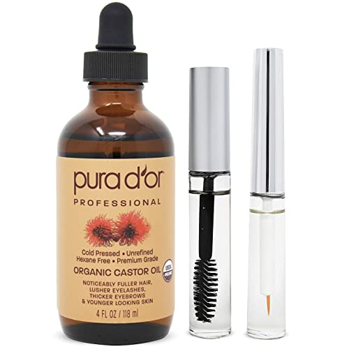 PURA D’OR Organic Castor Oil (4oz) 100% Pure Natural USDA Organic: Conceal Th...