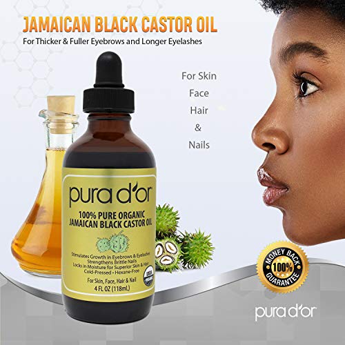 PURA D’OR Organic Jamaican Black Castor Oil (4oz) 100% Pure USDA Organic - Co...