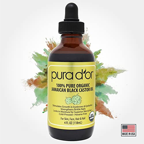 PURA D’OR Organic Jamaican Black Castor Oil (4oz) 100% Pure USDA Organic - Co...