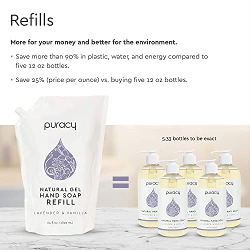 Puracy Hand Soap Refill, Lavender & Vanilla, Moisturizing Natural Liquid Hand...
