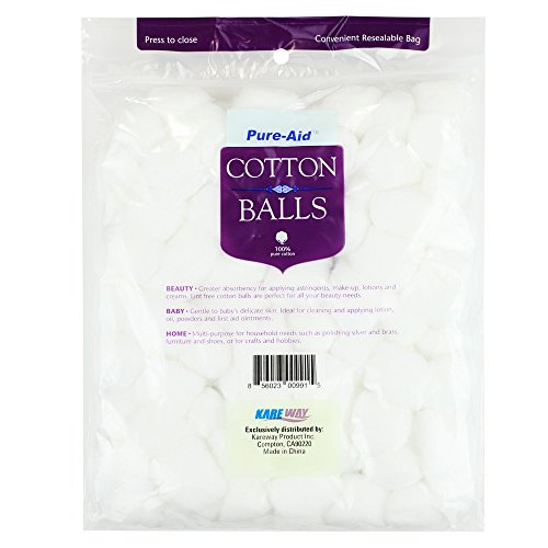 Pure-aid 100% Pure Cotton Balls | Lint Free | Soft and Gentle | Hypoallergeni...