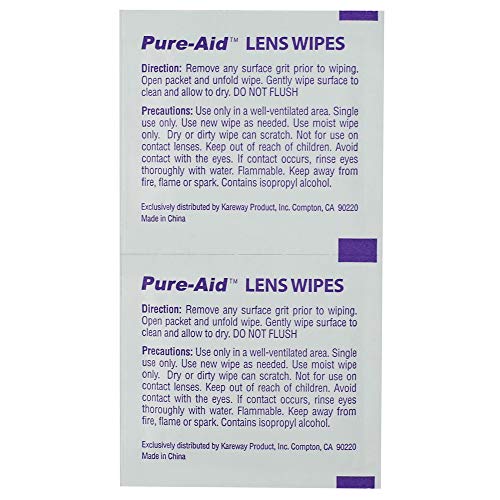 Pure-Aid Lens Wipes, Cleans Eyeglasses, Camera Lenses, Smart Phones and More ...