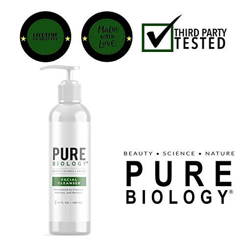 Pure Biology Facial Cleanser with Hyaluronic Acid, Gentle Anti Aging Face Was...