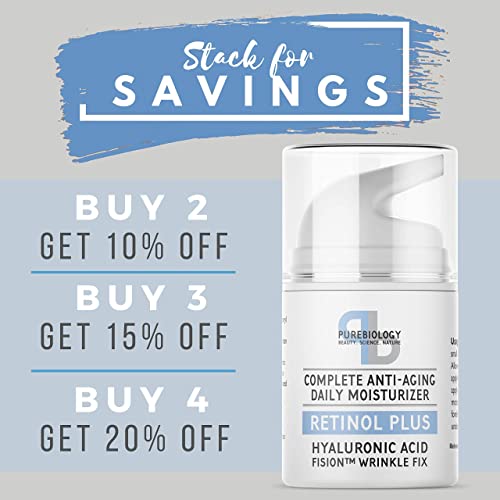Pure Biology Retinol Moisturizer Cream with Hyaluronic Acid Vitamins B5 E & B...