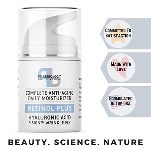 Pure Biology Retinol Moisturizer Cream with Hyaluronic Acid Vitamins B5 E & B...
