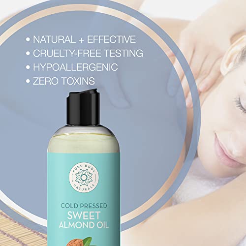 Sweet Almond Oil for Hair and Skin, 100% Pure and Cold Pressed, Hexane Free, ...