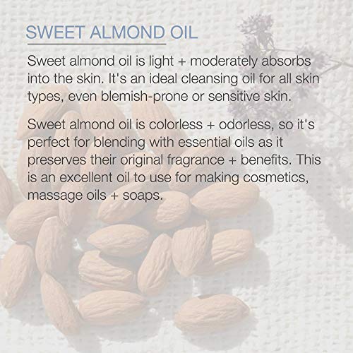 Sweet Almond Oil for Hair and Skin, 100% Pure and Cold Pressed, Hexane Free, ...