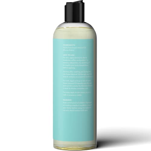 Sweet Almond Oil for Hair and Skin, 100% Pure and Cold Pressed, Hexane Free, ...