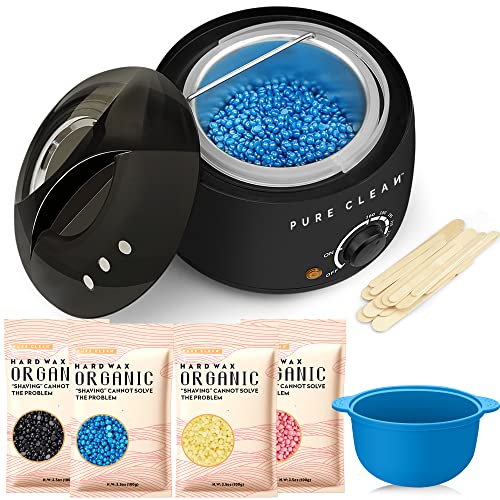 Wax Warmer, PURECLEAN Hair Removal Home Waxing Kit, Hard Wax Kit with 4 Formu...