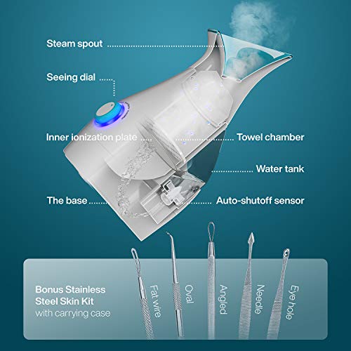 NanoSteamer Large 3-in-1 Nano Ionic Facial Steamer with Precise Temp Control ...