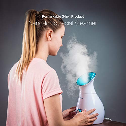 NanoSteamer Large 3-in-1 Nano Ionic Facial Steamer with Precise Temp Control ...