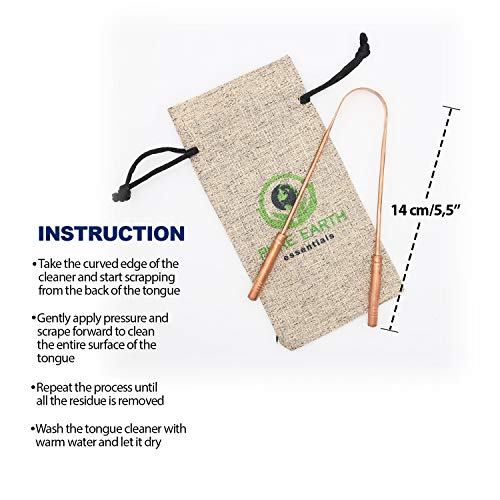 100% Pure Copper Tongue Scraper for Adults - Natural Tongue Cleaner with Firm...